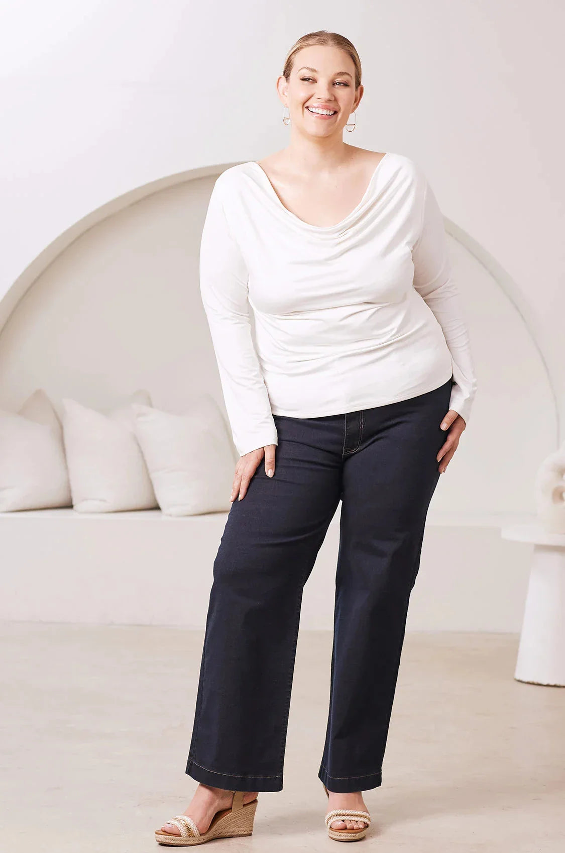 Jasmine Long Sleeve Top in Off-White