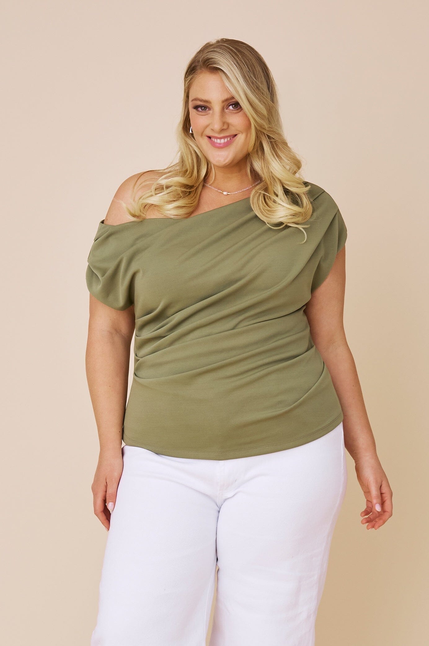 Roslyn Off Shoulder Top Olive