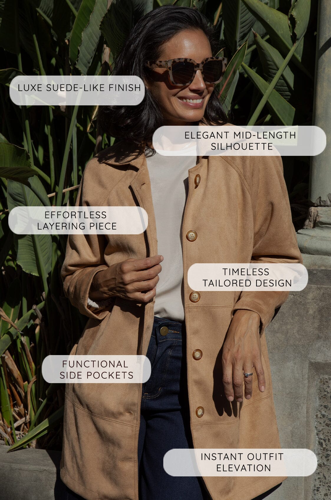 Vanessa Faux Suede Coat Ivory