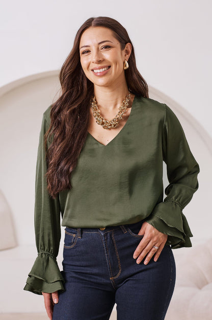 Lola Long Sleeve Top Olive