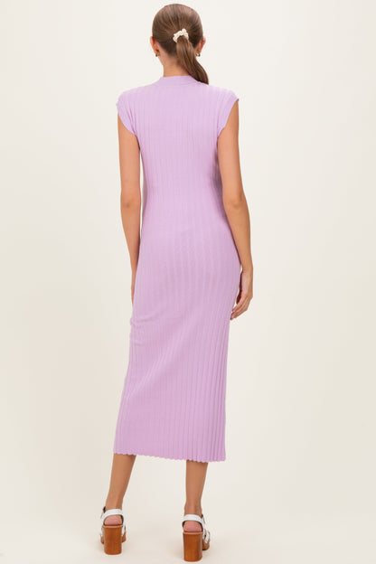 Light Pink Ribbed Knit Mock Neck Maternity Maxi Dress