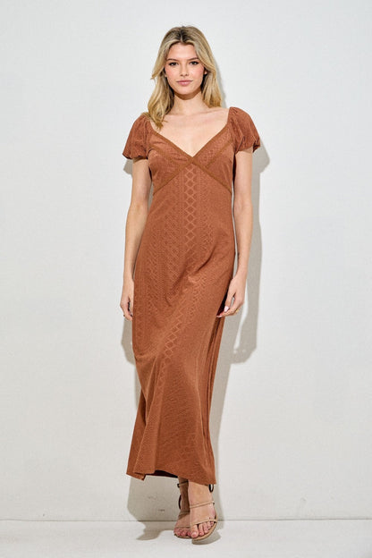Rust Floral Chiffon Maternity Midi Dress