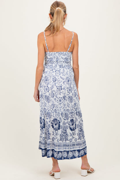 Ivory Floral Twisted Front Maternity Maxi Dress