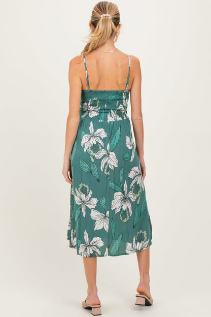 Jade Floral Twisted Front Cutout Maternity Midi Dress