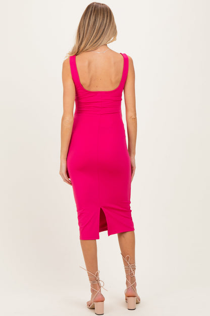 Fuchsia Square Neck Maternity Tank Dress
