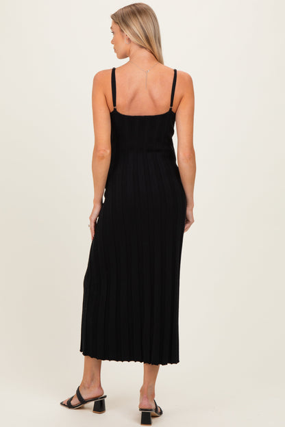 Black Rib Knit Sleeveless Maternity Maxi Dress
