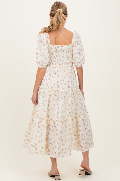 Ivory Rose Floral Smocked Maternity Maxi Dress