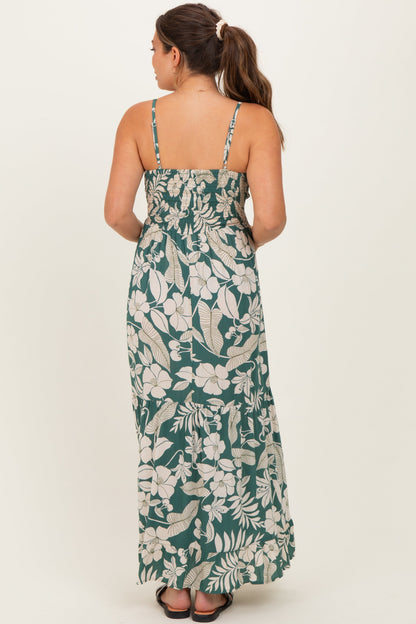 Sage V-Neck Twist Front Cut Out Maternity Maxi Dress