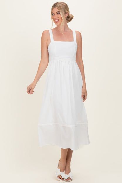Ivory Linen Blend Sleeveless Maternity Midi Dress