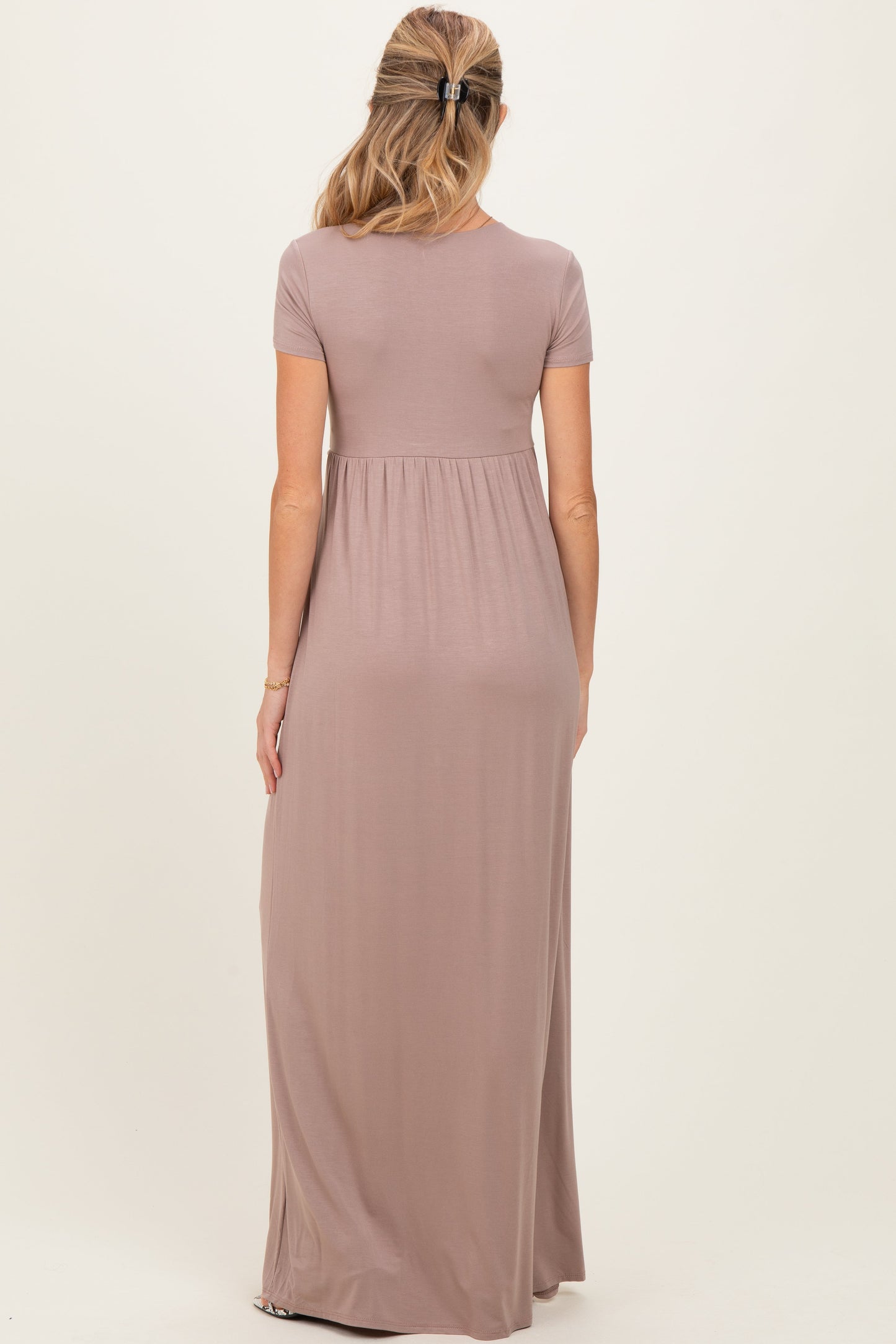 PinkBlush Mocha Draped Maternity/Nursing Maxi Dress