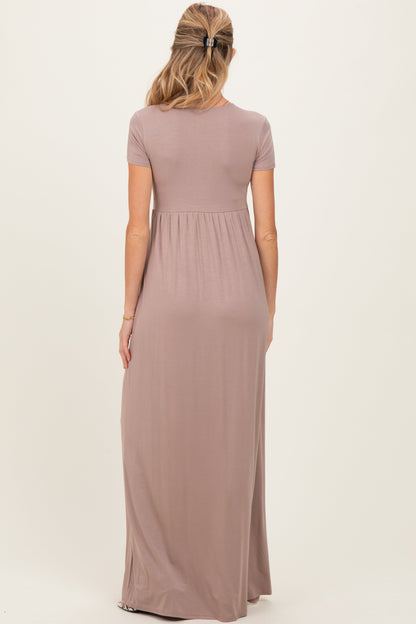 PinkBlush Mocha Draped Maternity/Nursing Maxi Dress