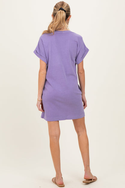 Dusty Purple Maternity T-Shirt Mini Dress