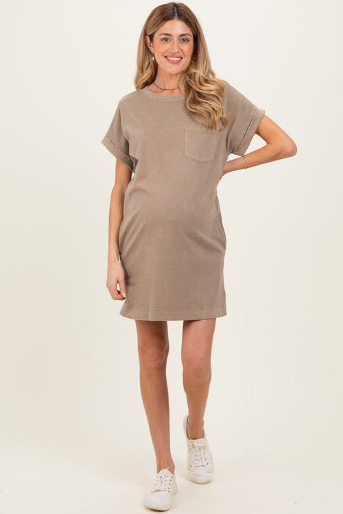 Mocha Maternity T-Shirt Mini Dress