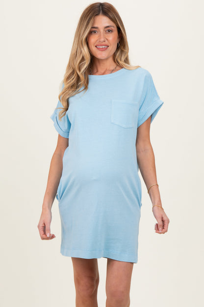 Aqua Blue Maternity T-Shirt Mini Dress