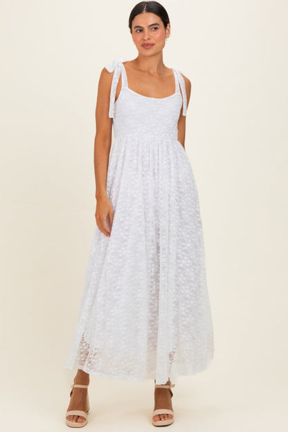 Ivory Sleeveless Lace Maternity Maxi Dress