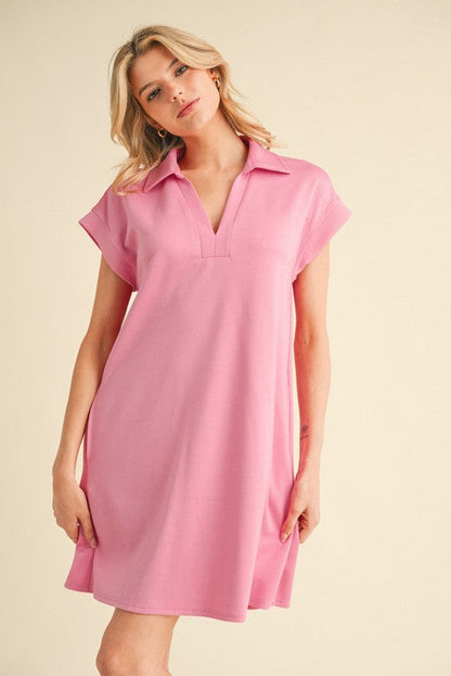Pink Collared Maternity Pocket Dress