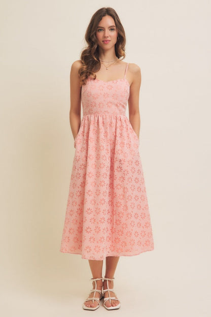 Strawberry Floral Gingham Maternity Midi Dress