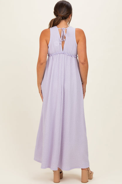 Lavender Sleeveless Deep V-Neck Maternity Maxi Dress