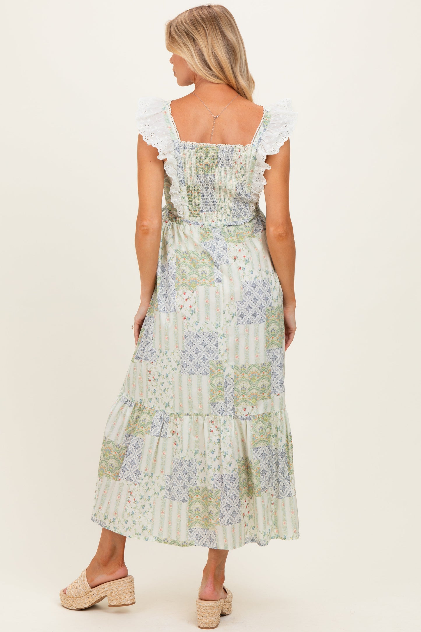 Multicolor Patchwork Print Maternity Apron Dress