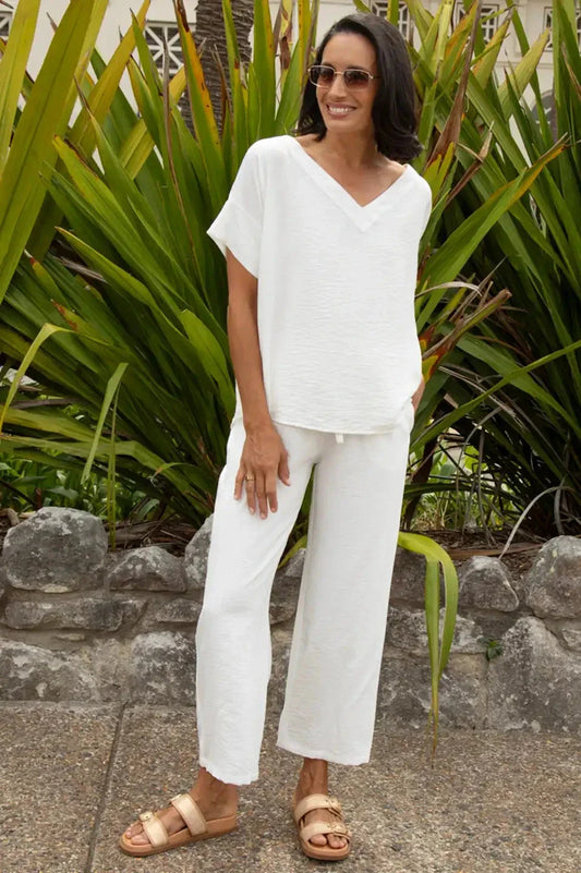 Gemma Straight Leg Tie Waist Pants White