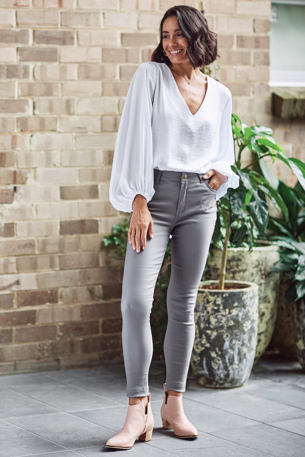 Amber Coated Skinny Jeans Grey