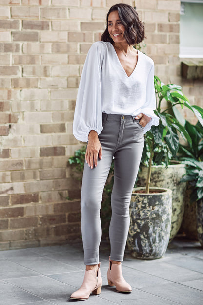Amber Coated Skinny Jeans Grey