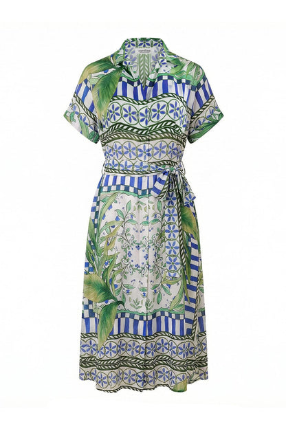 Tonya Short Sleeve Collared Dress in Emerald