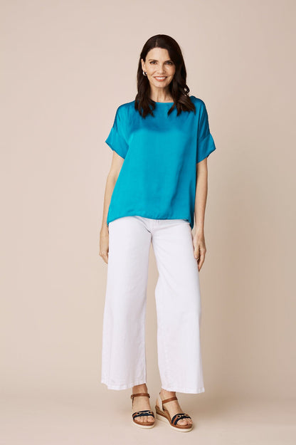 Bianca Short Sleeve Top Capri Blue