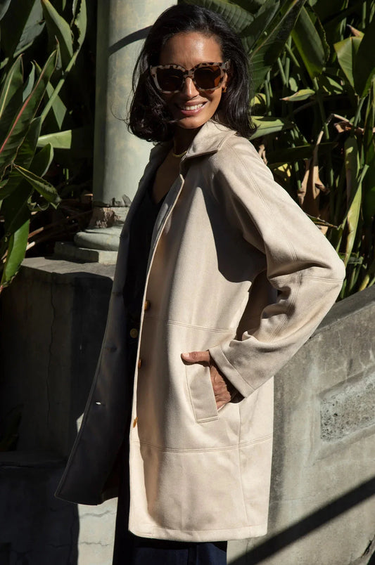 Vanessa Faux Suede Coat Ivory