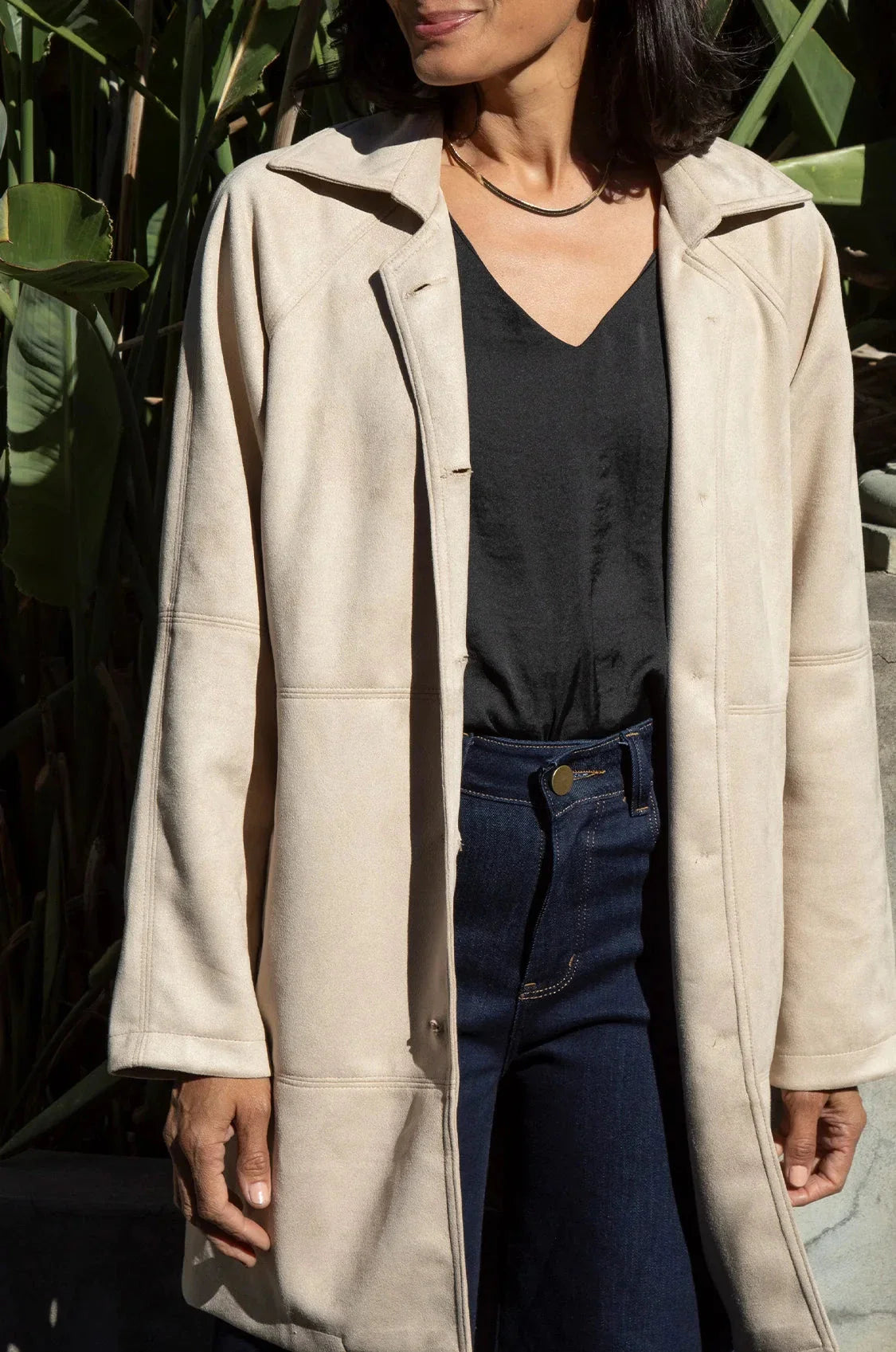 Vanessa Faux Suede Coat Ivory