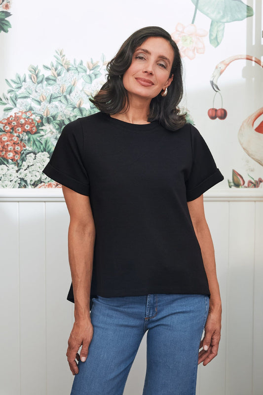 Clover Short Sleeve Top Black