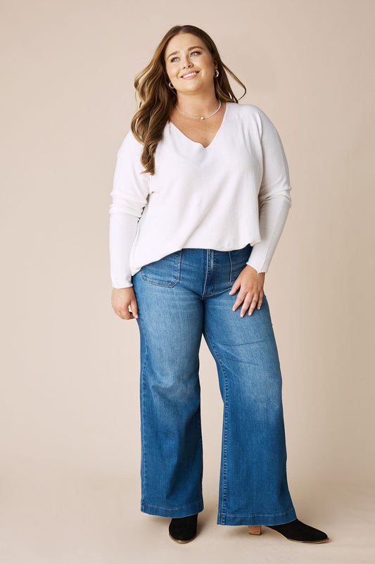 Jayda V-Neck Jumper White