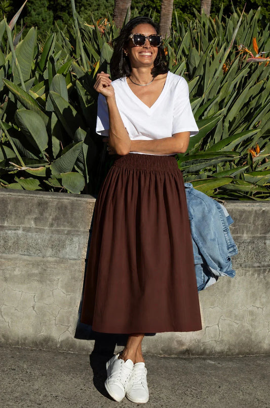 Brooke Midi A-Line Skirt Chocolate