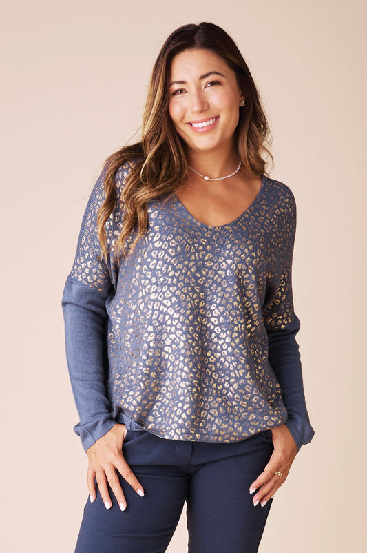 Araya Animal Print Jumper Blue