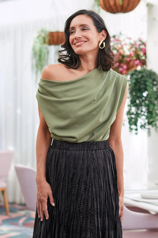 Roslyn Off Shoulder Top Olive