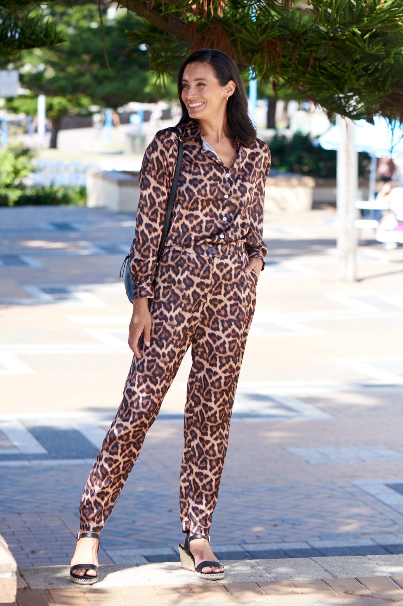 Anika Animal Print Long Sleeve Collared Shirt