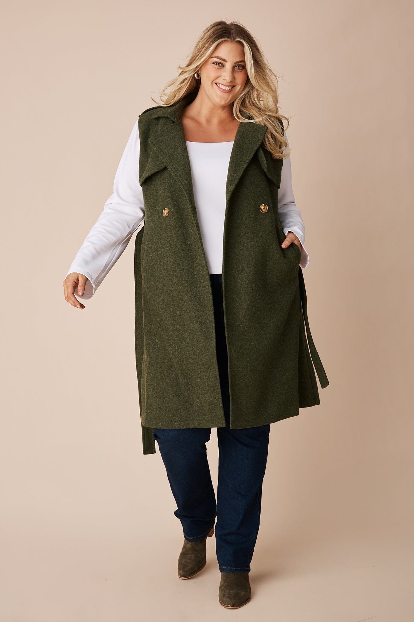 Tyra Sleeveless Jacket Olive