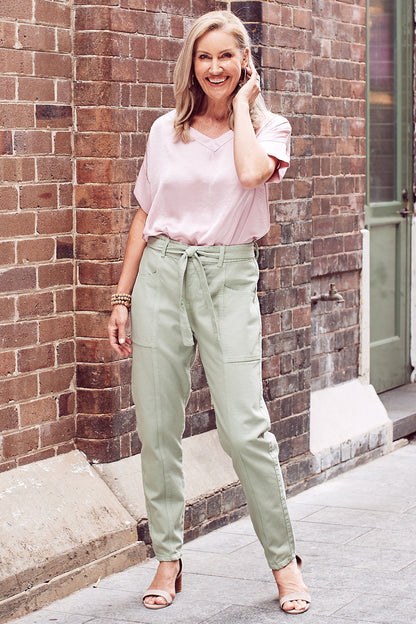 Sabrina Tie Waist Jeans Aloe