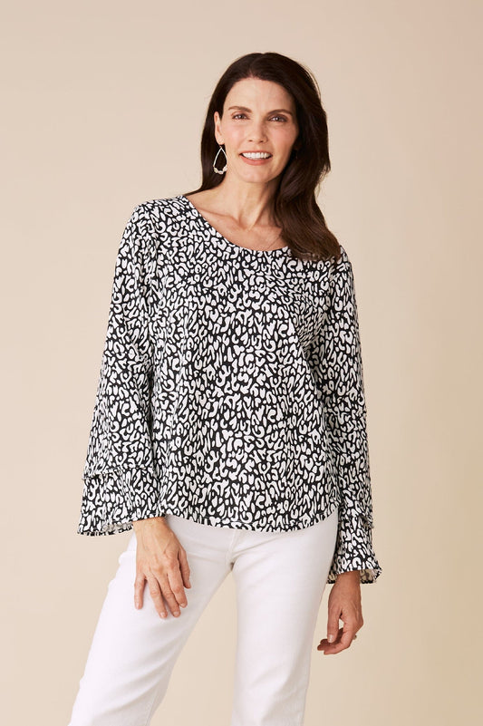 Diana Long Sleeve Top Black and White