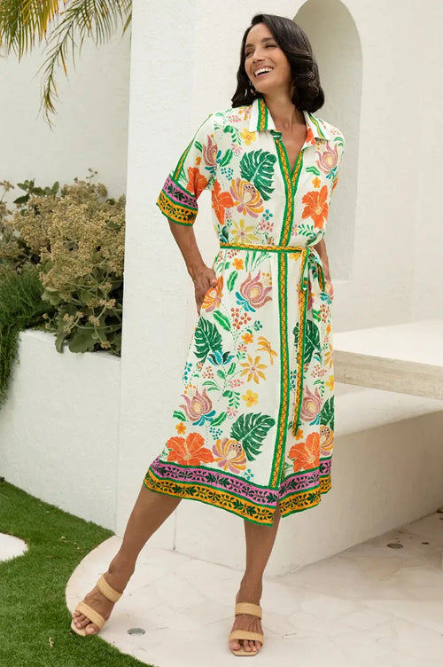 Alyce Floral Short Sleeve Collared Dress
