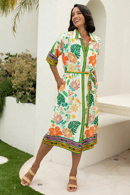 Alyce Floral Short Sleeve Collared Dress