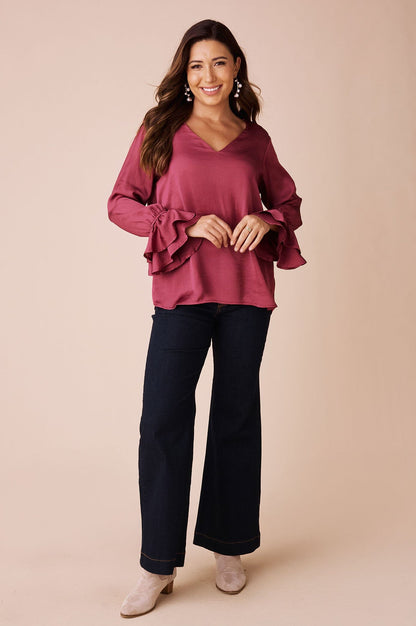 Lola Long Sleeve Top Burgundy