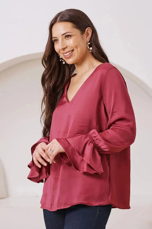 Lola Long Sleeve Top Burgundy