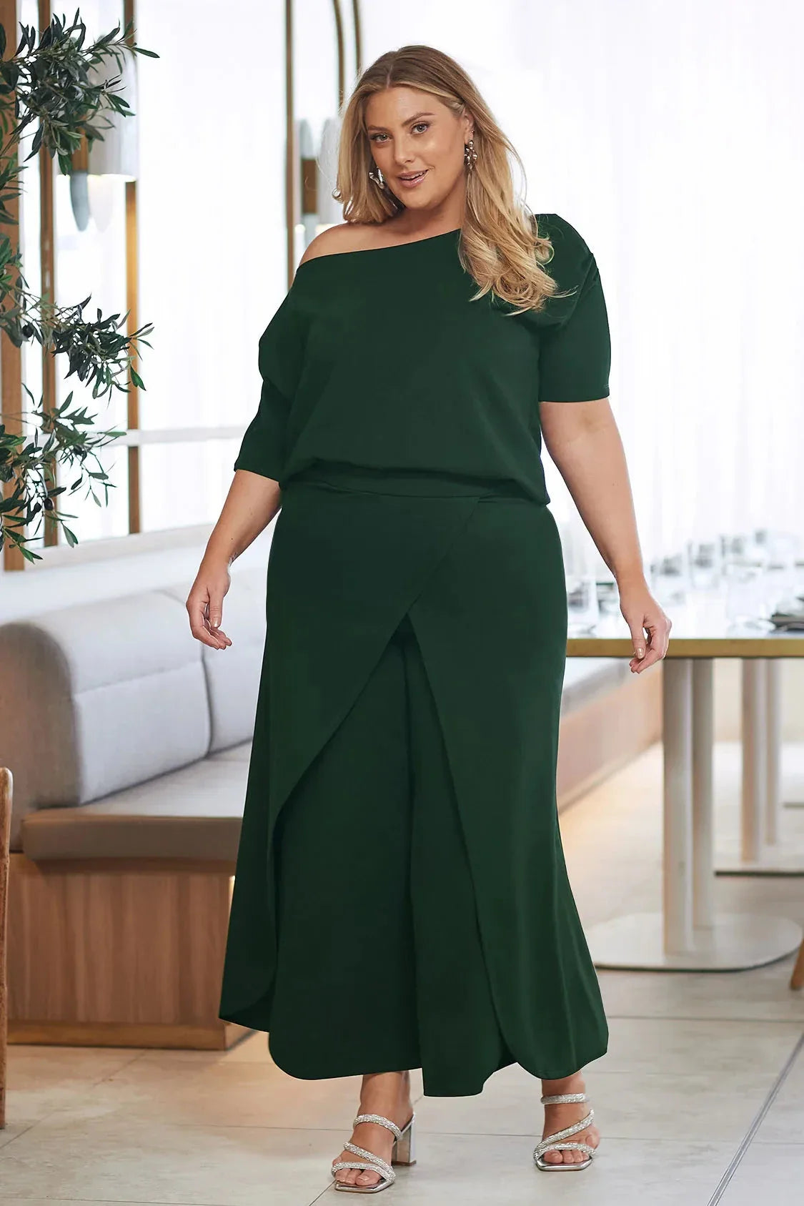 Claudette Off Shoulder Top Forest Green