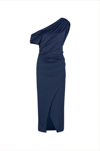 Roslyn Off Shoulder Midi Dress Navy