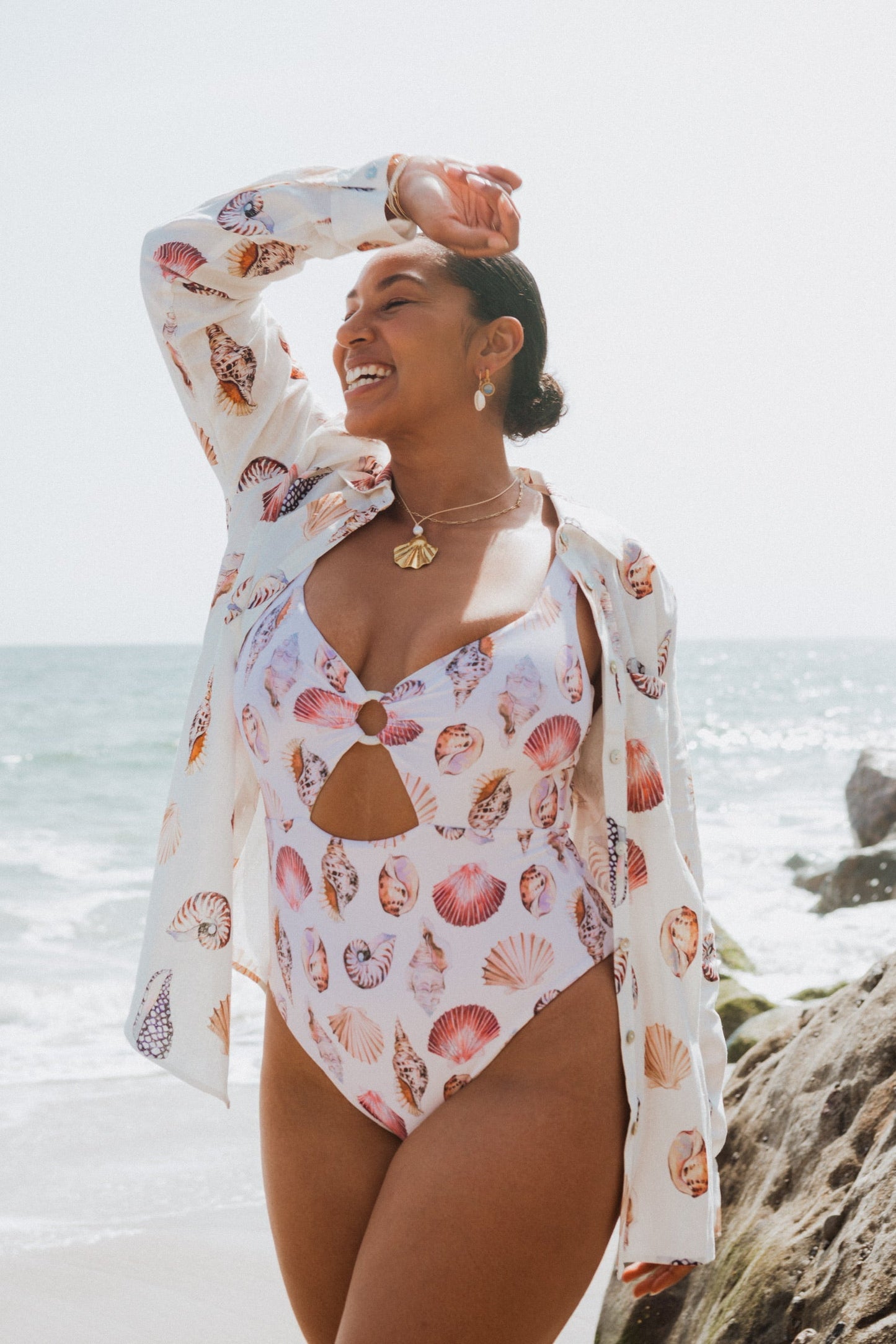 Summer One Piece ~ White Shells