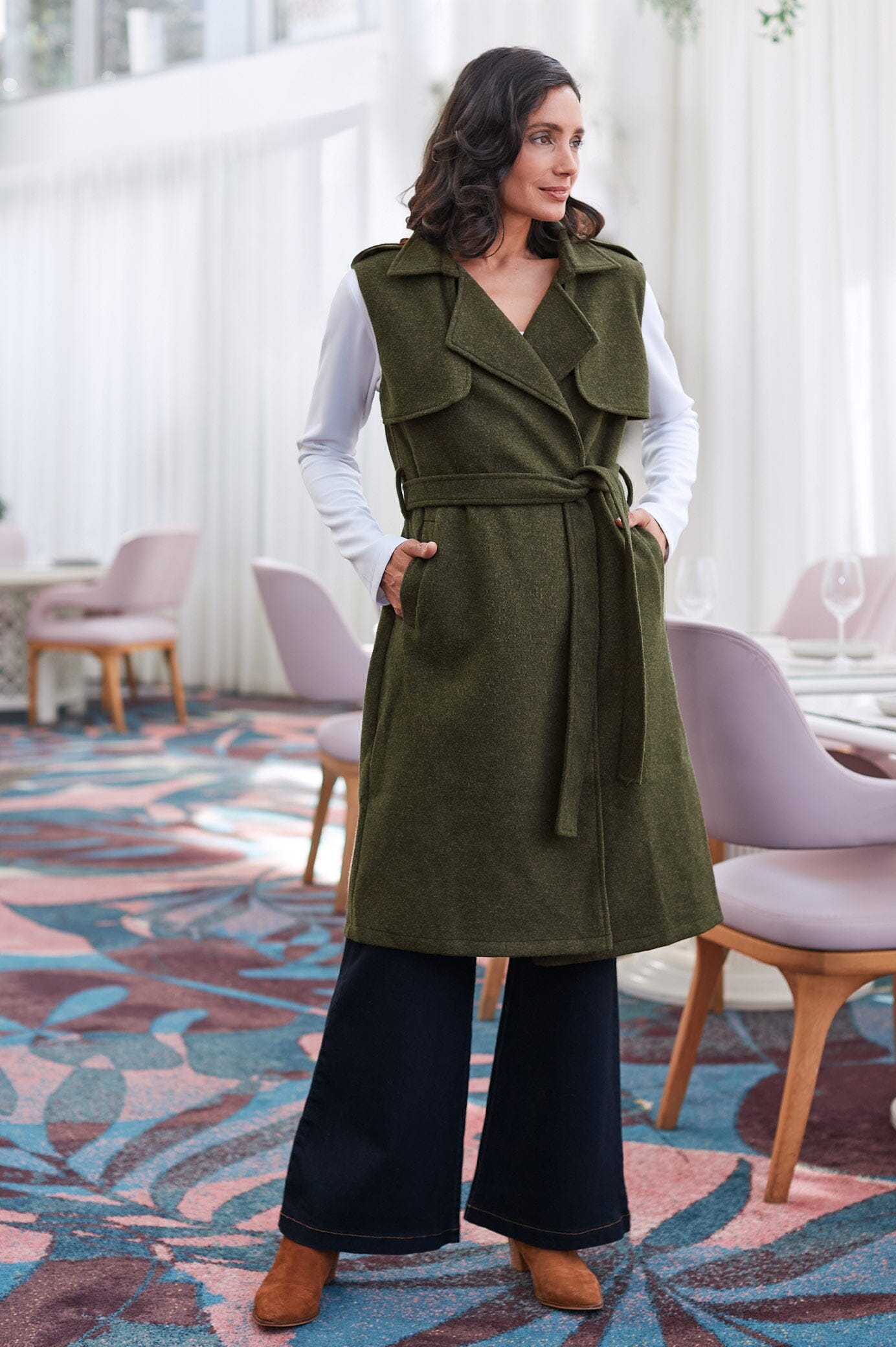Tyra Sleeveless Jacket Olive