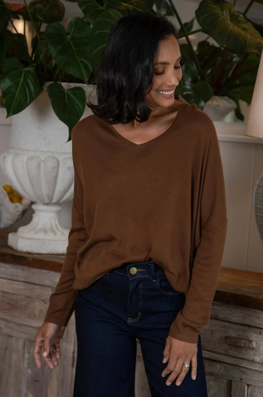 Sadie Fine Knit Jumper Chocolate