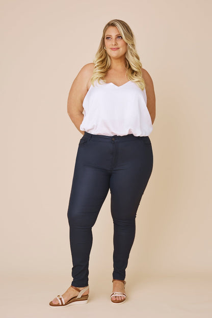 Amber Coated Skinny Jeans Navy