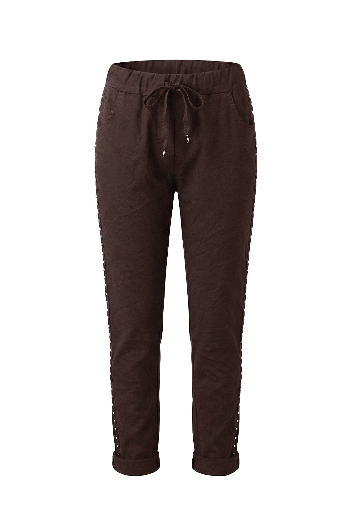 Abbie Studded Crinkle Jogger Chocolate